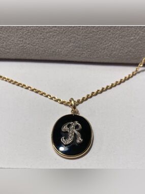 14K Yellow Gold Solid Rope Chain w/ Onyx Intial “R” Diamond Pendant